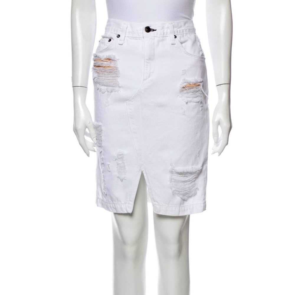 Rag & Bone White Distressed Denim Pencil Skirt XS